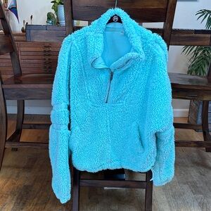 FP Movement Free People Nantucket Fleece Jacket 1/2 zip pullover turquoise M